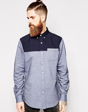 Farah Vintage Shirt With Contrast Panel - Navy