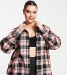 Simply Be Oversized Boyfriend Shirt In Pink Check