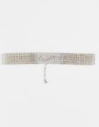 Topshop Rhinestone Choker Necklace In Silver