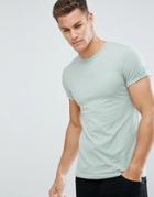 Asos Muscle Fit T-shirt With Roll Sleeve - Green