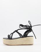 Glamorous Flatform Espadrille Sandals In Black