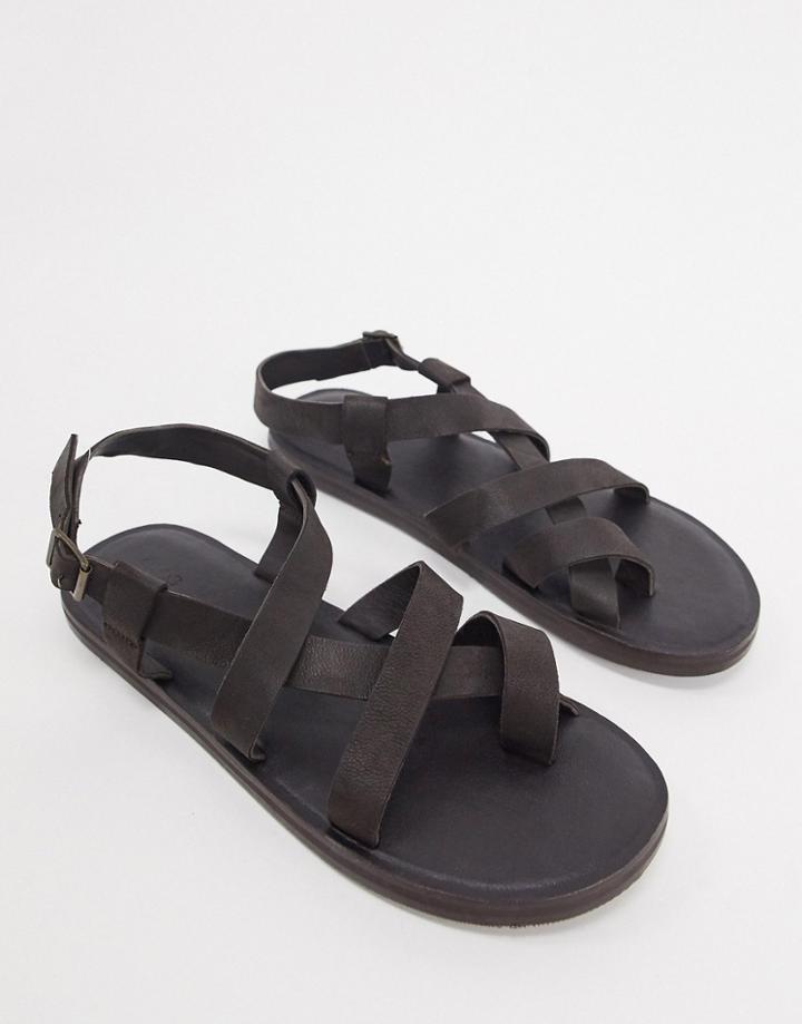 Asos Design Sandals In Brown Leather