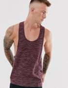 Asos Design Extreme Racer Back Tank In Burgundy Inject Jersey - Red
