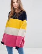 Asos Sweater In Block Stripe - Multi
