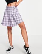 Lola May Pleated Tennis Mini Skirt In Lilac Check-purple