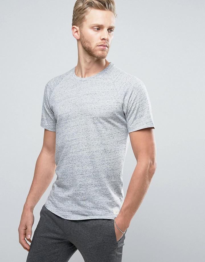 Selected Homme T-shirt With Raglan Sleeve In Slub Cotton - Blue