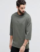 Only & Sons Sweatshirt With 3/4 Length Sleeves - Oil Green