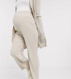 Fashionkilla Maternity Knitted Flare Pants Two-piece In Oatmeal-neutral