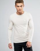 Asos Muscle Long Sleeve T-shirt With Logo - Beige