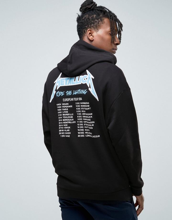 Asos Oversized Hoodie With Metallica Print - Black