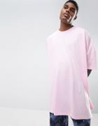 Asos Extreme Oversized T-shirt With Half Sleeve In Pink - Pink
