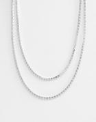 Asos Design Double Layer Necklace With Crystals - Silver