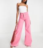River Island Tall Ultra Flare Jean In Bright Pink