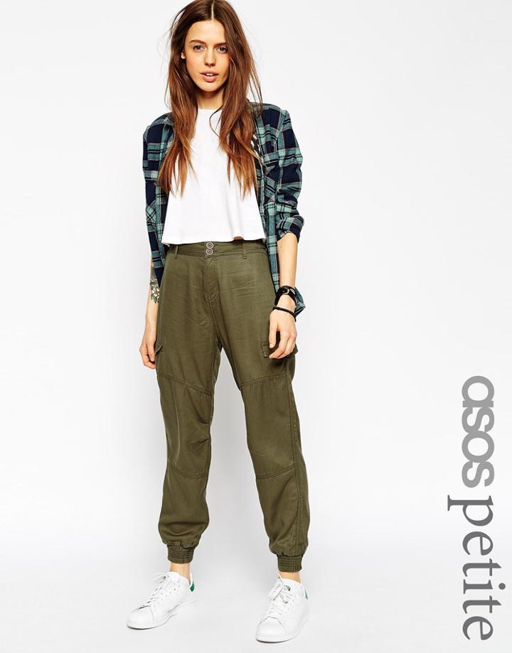 Asos Petite Utility Cuffed Pants - Khaki