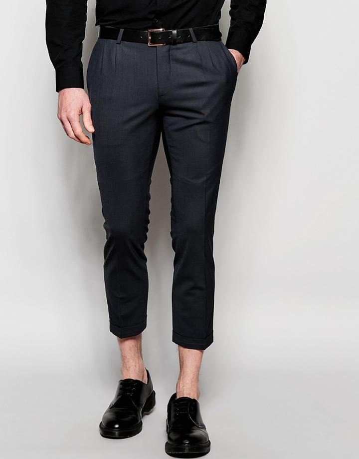 Noose & Monkey Pants With Stretch And Double Pleat In Wide Leg Fit - Charcoal