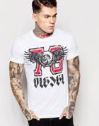 Diesel T-shirt Cl-t-melee Crewneck Winged 78 Logo Print In White - White