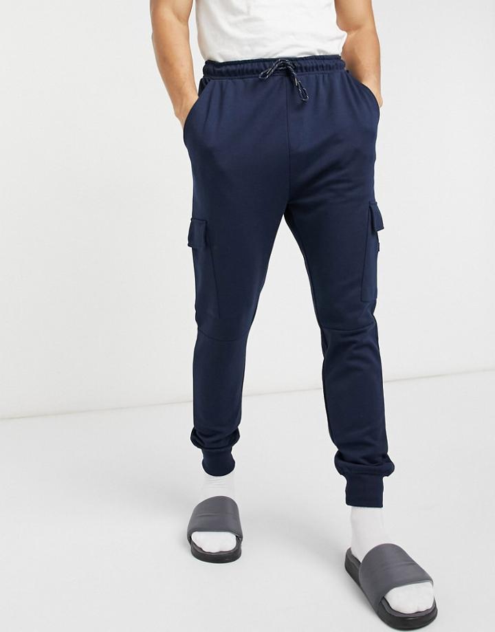 Jack & Jones Intelligence Cargo Sweatpants In Navy