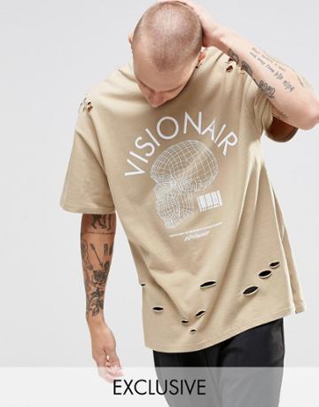 Vision Air T-shirt With Dropped Shoulders - Beige