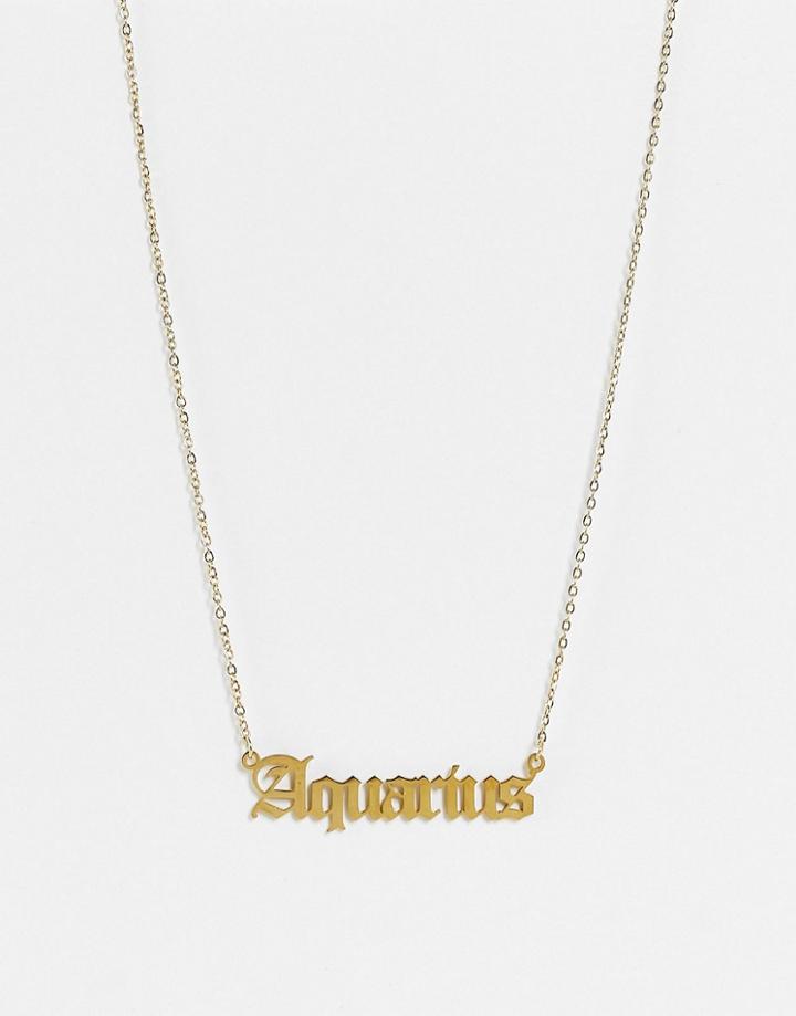 Designb London Aquarius Star Sign Necklace In Gold