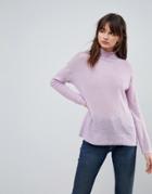 Asos Sweater With High Neck In Mohair Blend - Purple