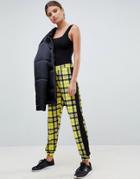 Asos Design Joggers In Check With Side Stripe - Multi