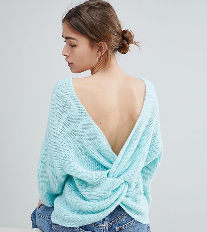 Asos Petite Sweater With Twist Back - Blue