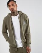 Diesel Hoodie With Zip Through In Khaki - Green