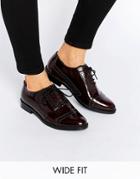 Asos Makeup Wide Fit Leather Brogues - Oxblood