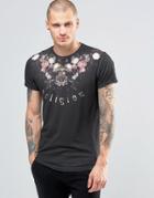 Religion T-shirt With Floral Religion Print - Black