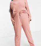 New Look Curve Ribbed Sweatpants In Light Pink