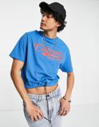 Asos Design Relaxed Crop T-shirt In Blue With California Collegiate Print