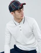 Asos Design Baseball Cap In Black Plaid - Black