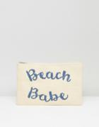 South Beach Beach Babe Embroided Straw Clutch Bag - Multi