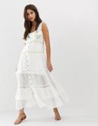 Aratta Tiered Maxi Dress With Embroidery Detail - White