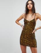 Ebonie N Ivory Luxe Bodycon Dress In Leopard Velvet Burnout - Multi