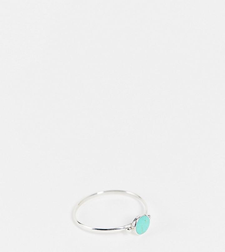 Kingsley Ryan Curve Ring With Round Turquoise Stone In Sterling Silver