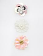 Asos Sequin Flower Brooch Pack - Multi