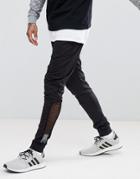 Asos Skinny Poly Tricot Jogger With Mesh Panel - Black