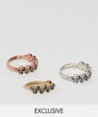 Reclaimed Vintage Inspired Skull Rings In Mixed Metals Exclusive To Asos - Multi