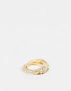 Asos Design Ring In Hammered Triple Band Design In Gold Tone - Gold