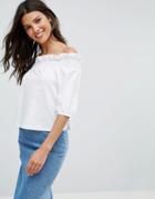Asos Top With Off Shoulder And Balloon Sleeve - White