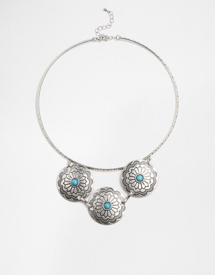 Asos Western Disc Collar Necklace - Multi