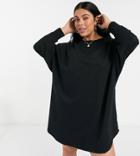 Asos Design Curve Oversized Smock Back Sweatshirt Dress In Black