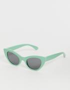 Mango Oval Cateye Sunglasses In Green - Green