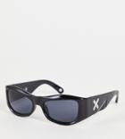 Collusion Unisex Beveled Sunglasses With Logo And Etch Detail In Black