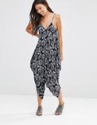 Qed London Mixed Print Jumpsuit - Black