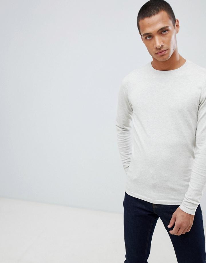 Threadbare Basic Cotton Crew Neck Sweater - Gray