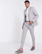 River Island Skinny Suit Pants In Gray Check-grey