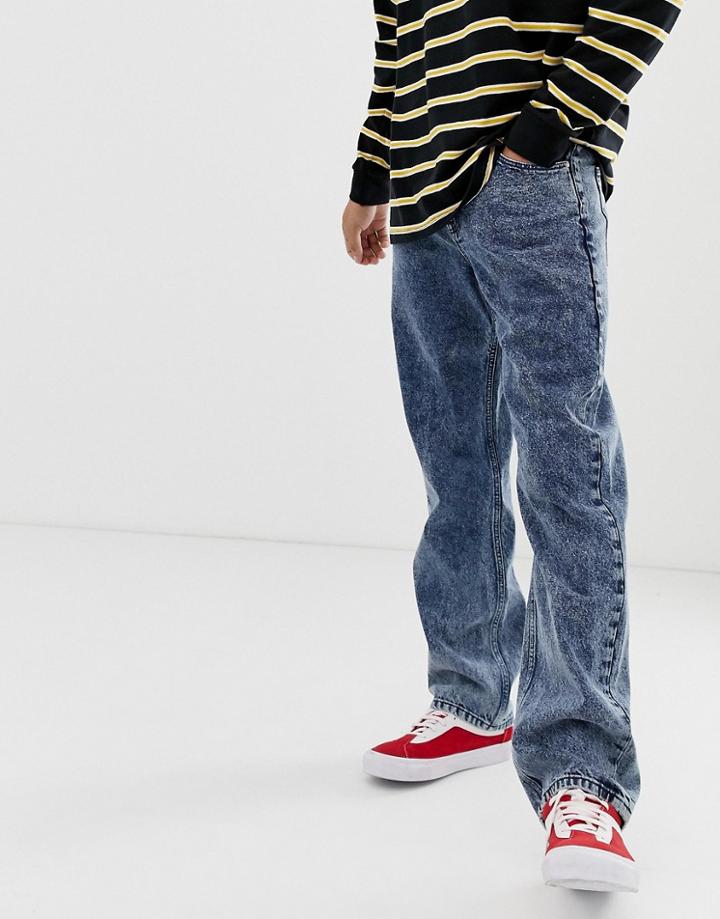 Asos Design Straight Jeans In Vintage Dark Wash-blue