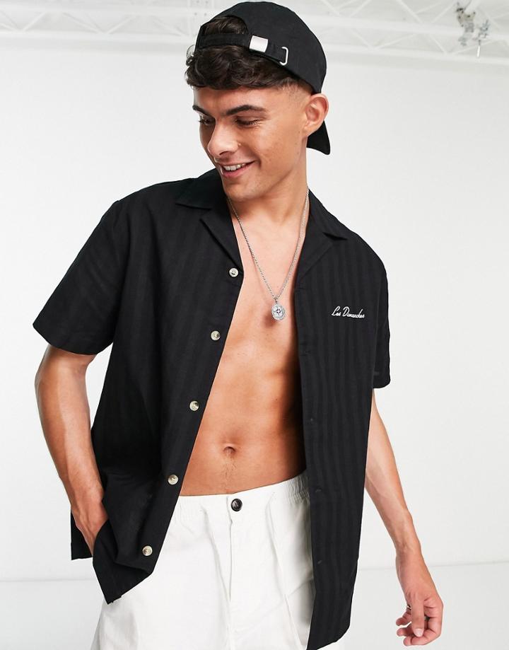 River Island Textured Resort Shirt In Black